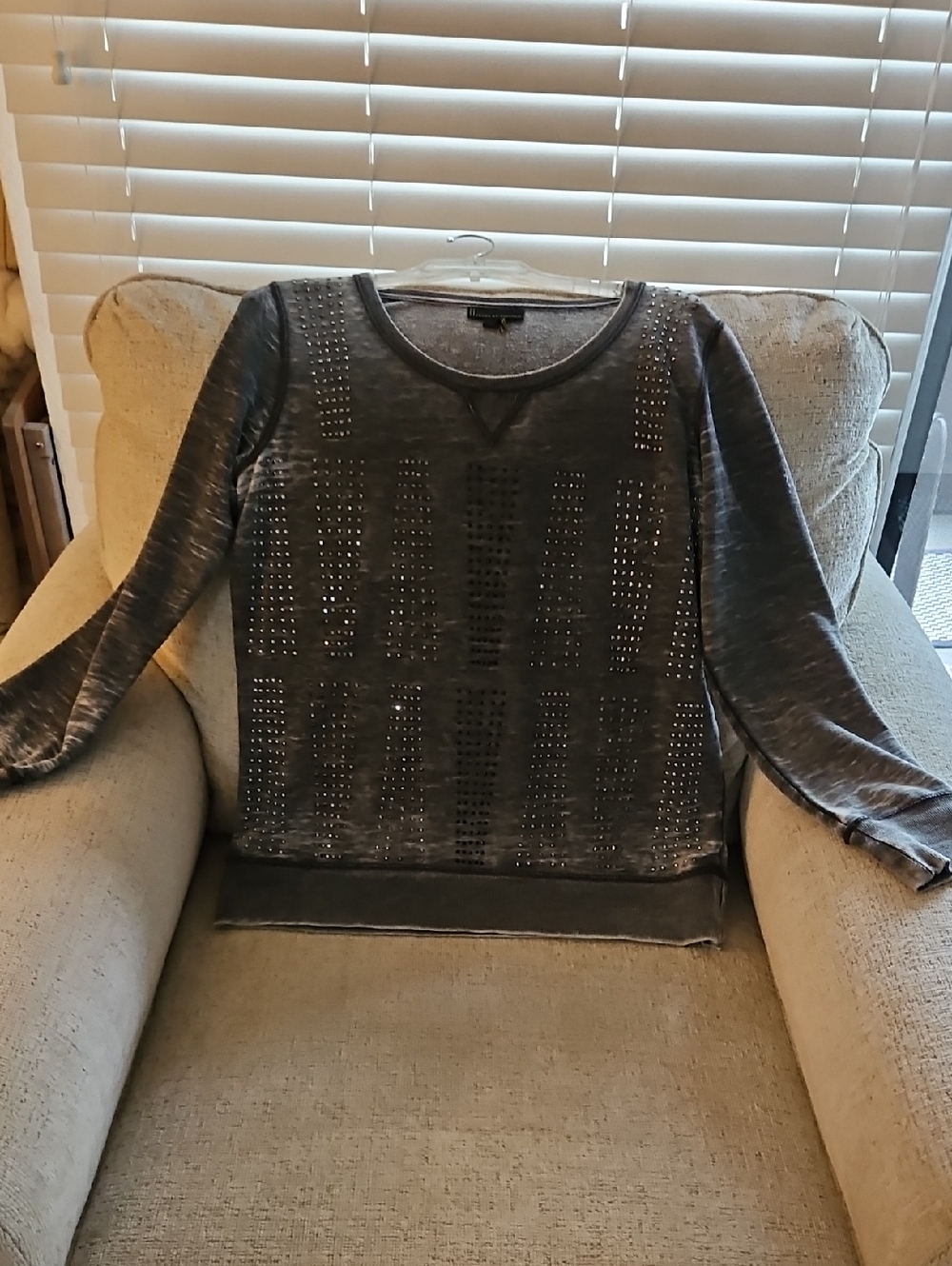 i jeans by Buffalo Charcoal Gray Studded Long Sleeve Sweatshirt